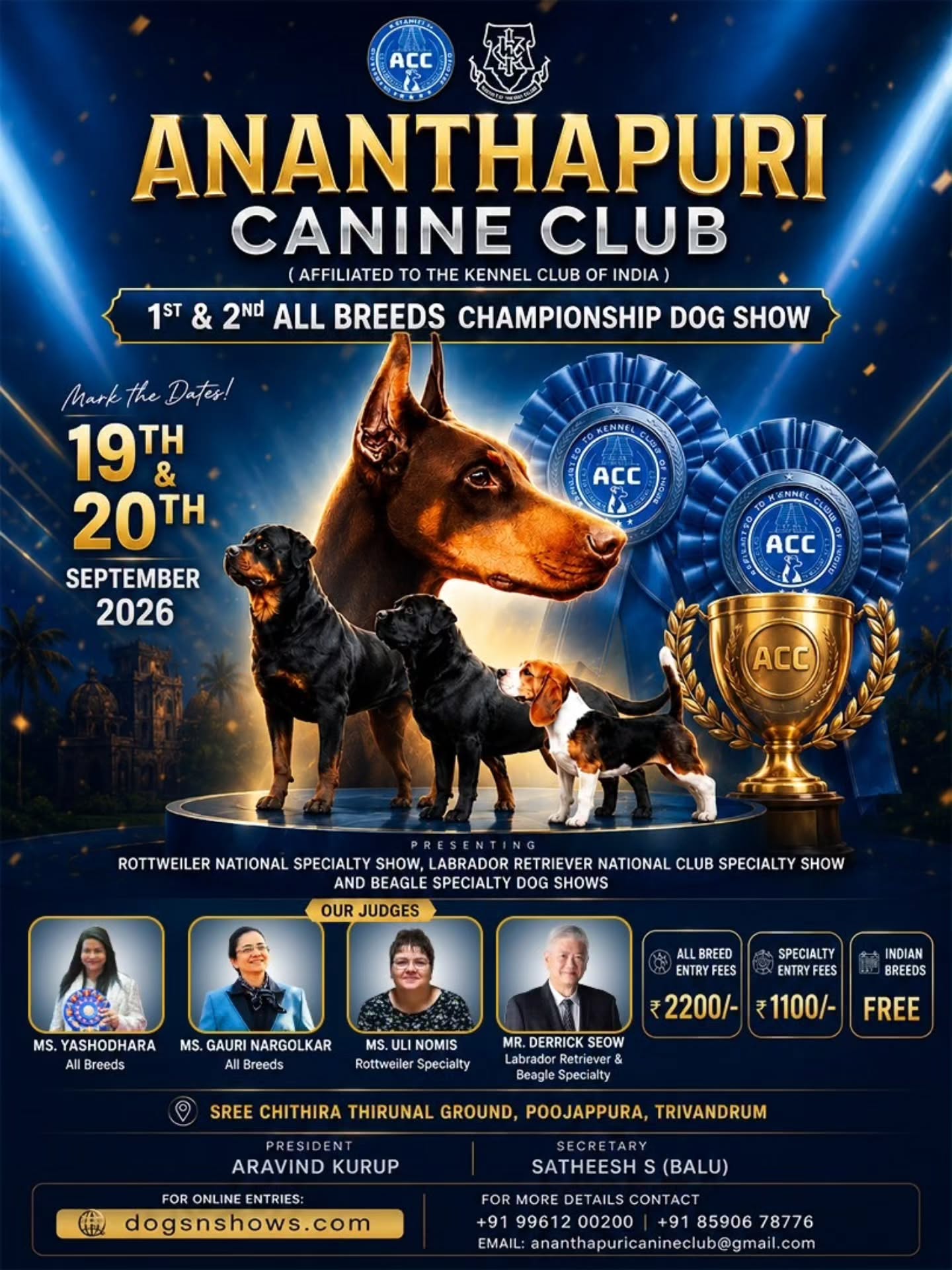 1st & 2nd All Breed Championship Dog Show - Sports in Trivandrum
