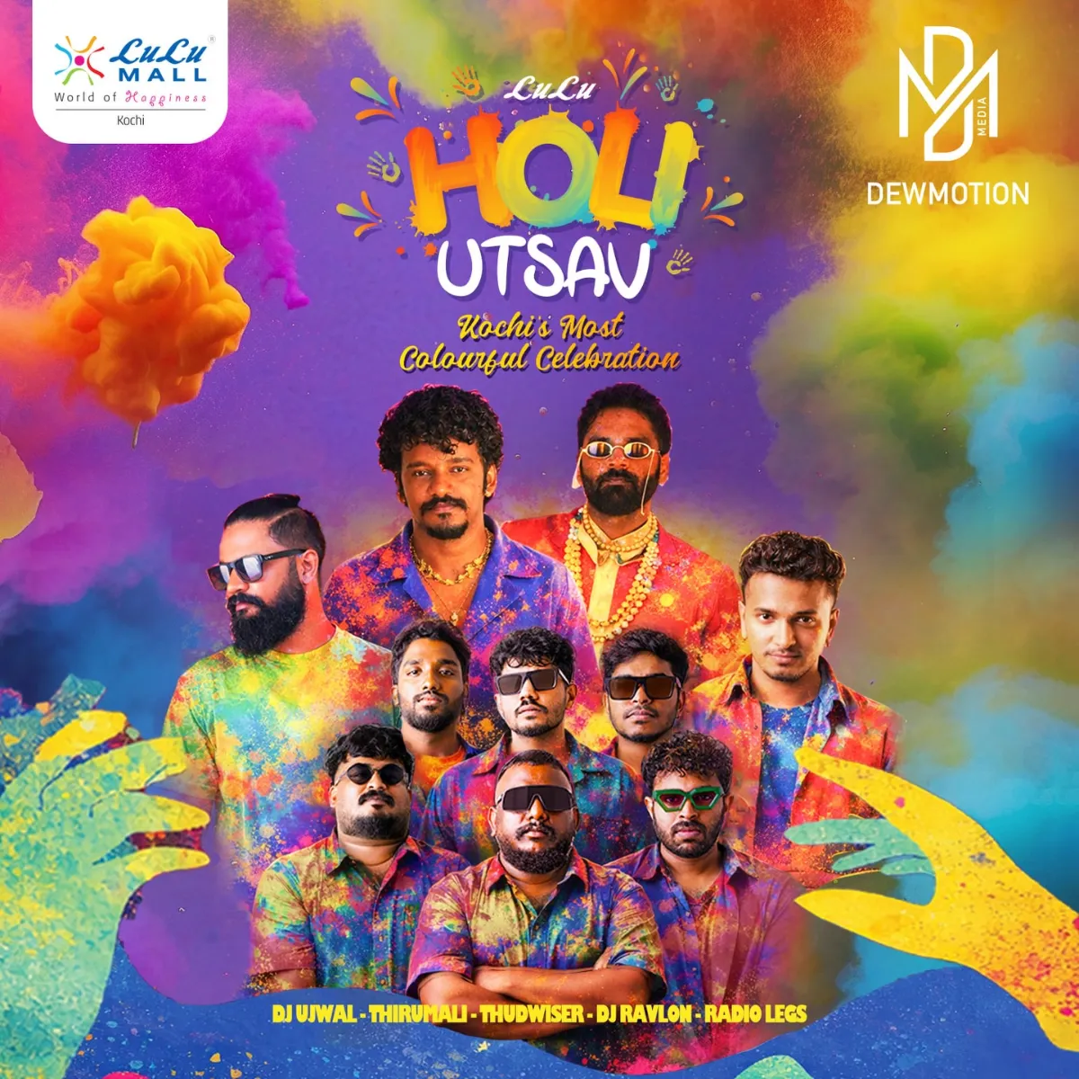 Lulu Holi Utsav ft. Thirumali, Thudwiser, DJ Ujwal, DJ Ravlon & Radio Legs (Live Band) - Music in Kochi