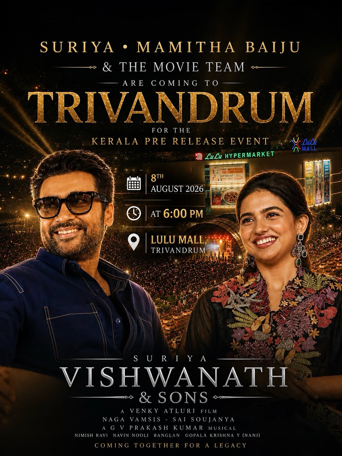 Vishwanath & Sons Kerala Pre Release Event ft. Suriya & Mamitha Baiju - Film in Trivandrum