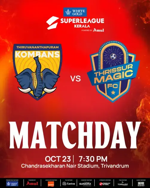 Thiruvananthapuram Kombans FC vs Thrissur Magic FC | Super League Kerala - Sports in Trivandrum